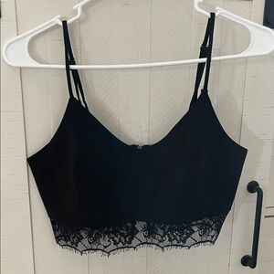 Forever 21 Black Lace Trim Crop Top
